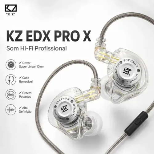 Fone Ouvido Gamer KZ EDX Pro X Microfone Som Imersivo Cristal