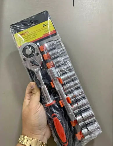 ?Jogo de Chave Soquete 8 A 24MM Com 1/2" Chave Catraca 12 Peças  Reversivel