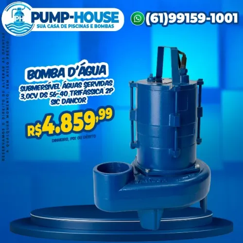 Bomba D'água Submersível Águas Servidas 3,0CV DS 56-40 Trifássica 2P Sic Dancor