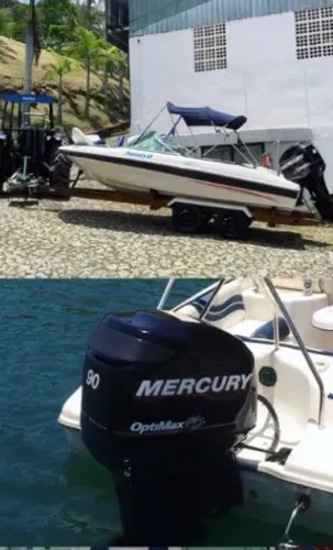 Lancha 16 pés motor 90hp Mercury optimax