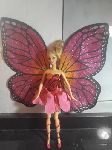 Barbie Mariposa Mattel 2008 com asas grandes + vestido e sapatos