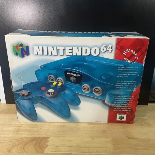Caixa vazia original para console Nintendo 64 azul translúcido