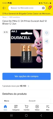 Cx de pilha duracell 24 pilhas AA2