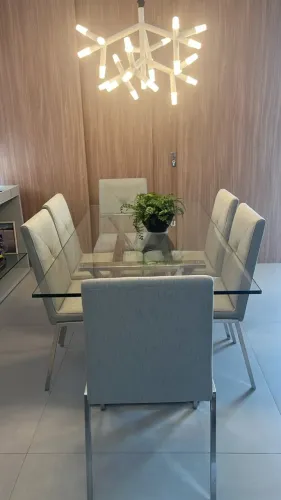 Mesa de jantar 6 Cadeiras em inox e vidro , novíssima!!!!!