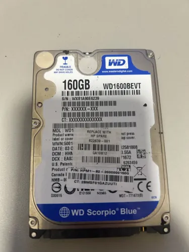 Vendo HD Notebook WD Western Digital 160 GB Usado
