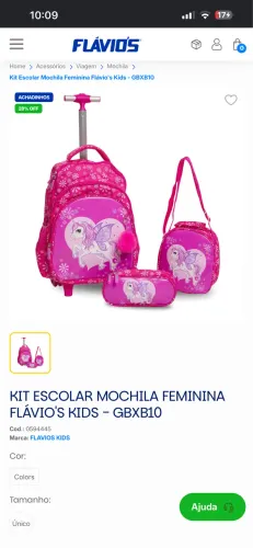 Kit Mochila Escolar Infantil Flávio?s Kids Novo - Mochila + Lancheira + Estojo