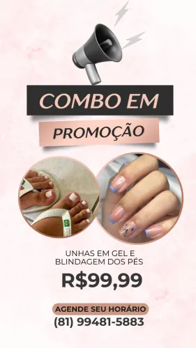 Unhas em gel, mão e pé