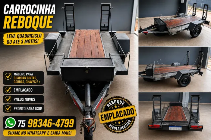 Carrocinha reboque para motos e quadriciclos
