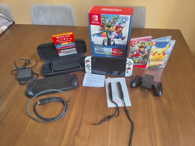 Nintendo switch OLED nacional NF 03/26 + acessórios + SD 256 GB + 2 jogos 