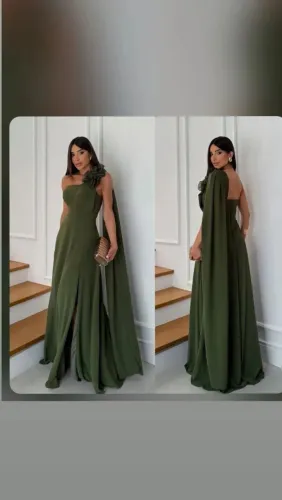 Vestido longo de festa verde esmeralda