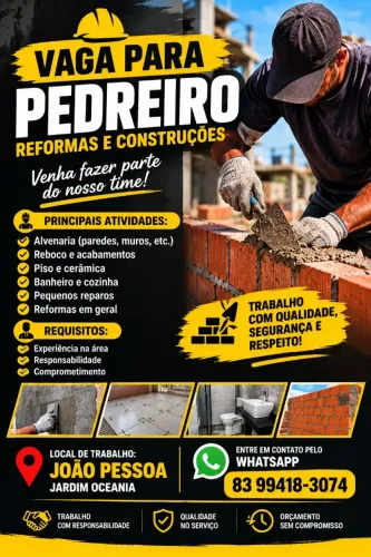 Vaga para pedreiro no aeroclube