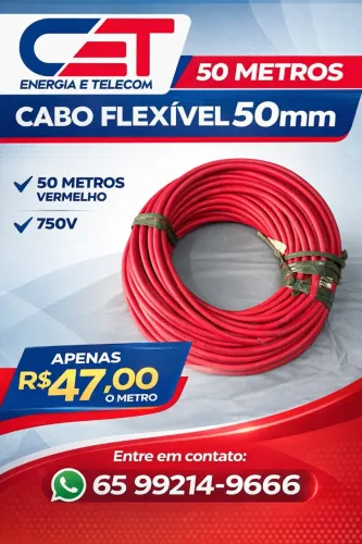 CABO FLEXIVEL 50MM 750V - 50 METROS VERMELHO