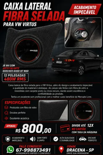Caixa de som 12 polegadas. Caixa de fibra moldada para vw Virtus