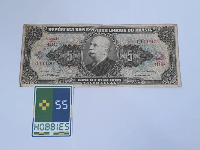 Cédula Dinheiro Antiga 5 Cruzeiros "Barão Do Rio Branco" 1944-1967 011085