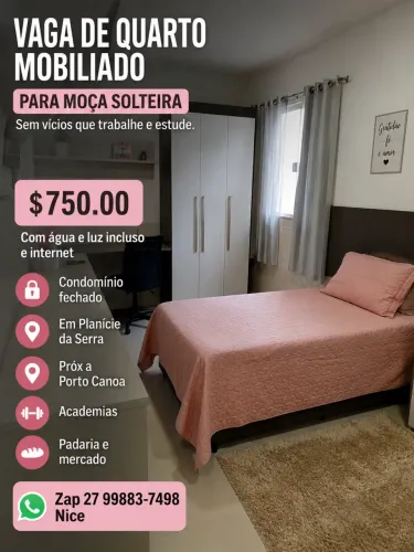 Vaga em quarto para mulheres