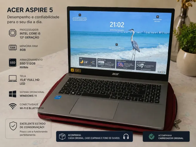 Notebook Acer Aspire 5 Intel I5 12450h 8gb Ram 512gb Cinza