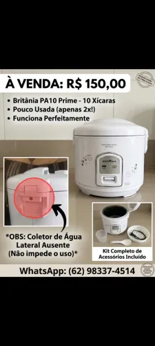 Panela Elétrica de Arroz Britânia PA10 Prime - 10 Xícaras (Semi-nova)