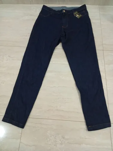 Calça Jeans Feminina Corte Reto Tamanho 50 Azul Marinho - Nova