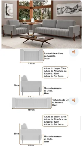 Sofá + Poltrona Excelentes 