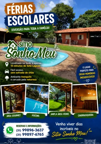 Sítio Sonho Meu - Férias escolares - Disponível