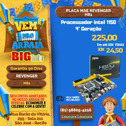 Placa Mãe Revenger H81/M LGA 1150 Micro-ATX DDR3