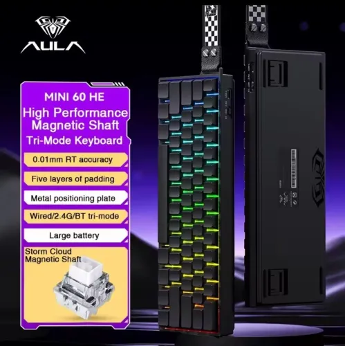 Teclado Gamer AULA MINI60 HE Pro Magnético Wireless