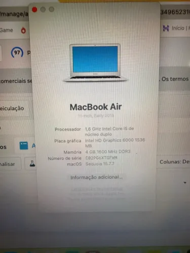 MacBook Air 1465 11polegadas