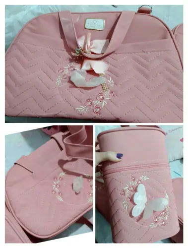 Kit bolsa maternidade borboleta rosa