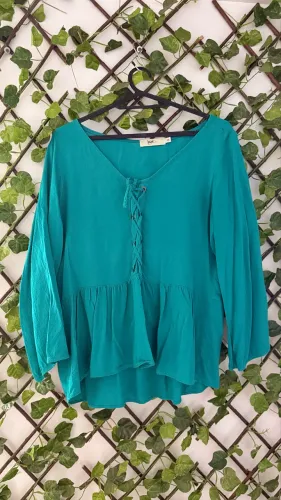 Blusa feminina verde turquesa
