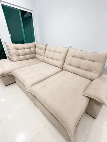 Sofá conquista inovar retrátil e reclinável com chaise grande