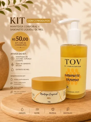 Kit Mel TOV By christoffer| Sabonete Liquido e Manteiga corporal