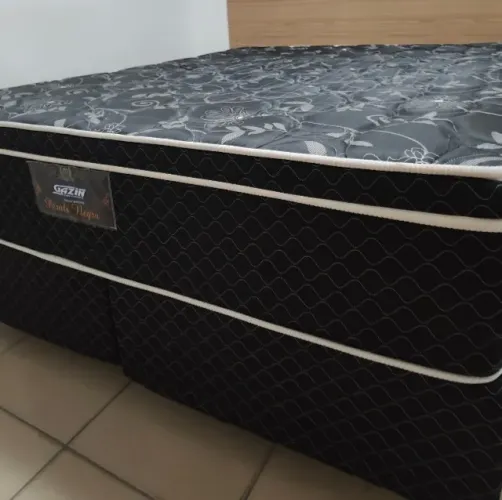 Cama Box Queen Gazin Pérola Negra - Colchão e Base Box - Excelente Estado