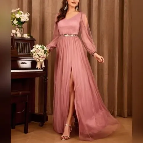 Vestido Rosa Claro Semi Noco