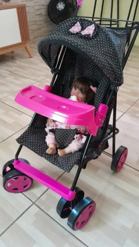 Carrinho de Boneca de Luxo Bebê Reborn Milano 78cm