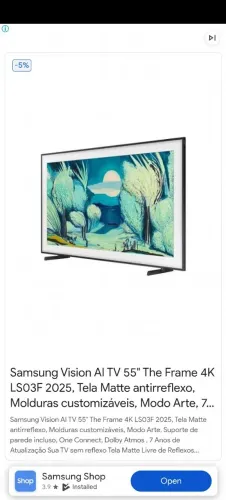 Smart tv 55" 4k UHD Samsung 120hz the frame ( nova)
