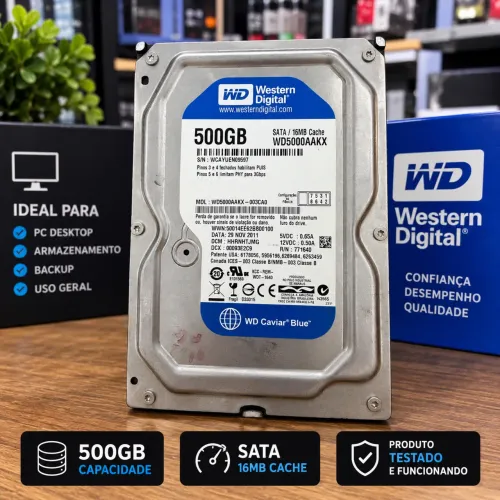 HD Western Digital 500GB SATA 3,5? - Testado e Funcionando