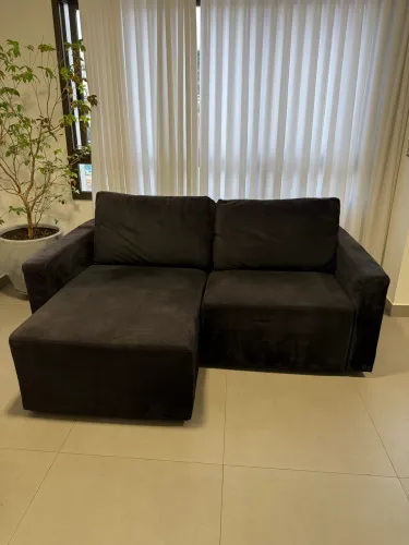 Sofá Retrátil - Suede Preto - 2m