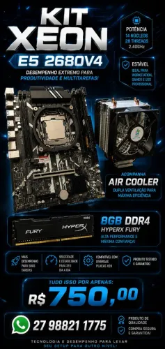 KIT XEON E5-2680 V4 - ALTO DESEMPENHO PELO MELHOR CUSTO-BENEFÍCIO!