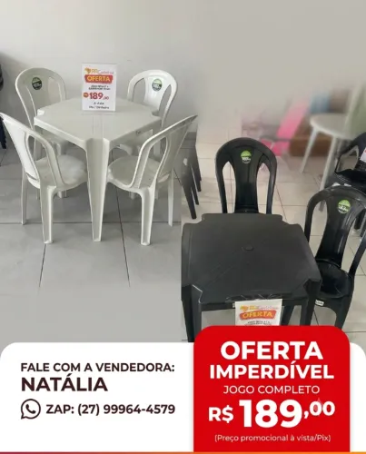 JOGO DE MESA COM 4 CADEIRAS PLÁSTICAS - MARCA DUO
