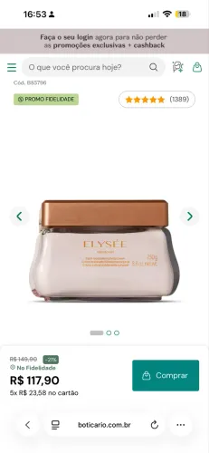 Creme Acetinado Hidratante Corporal Elysée 250g
