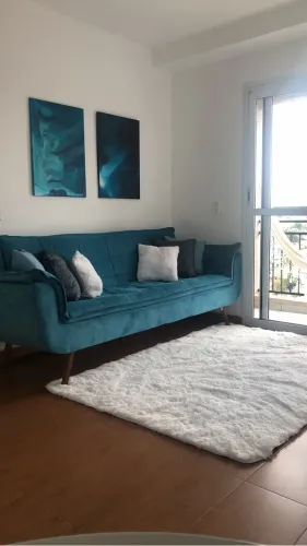 Sofá 3 lugares azul petróleo/verde petróleo, estilo retrô, pés de madeira