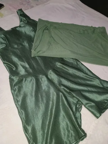 Combo Academia Feminino Verde - Macacão Curto + Regata Segunda Pele - M/G
