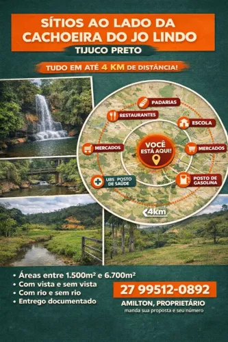INVESTIDOR, ATENÇÃO! <br>> Sítios escriturados ao lado da Cachoeira do Jo Lindo - Tijucob