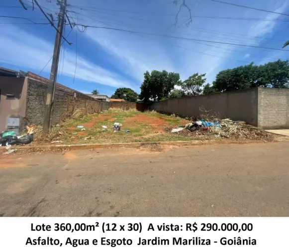 Leia a descrição: Lote 360,00m² (Asfalto, Agua, Esgoto) Jardim Mariliza