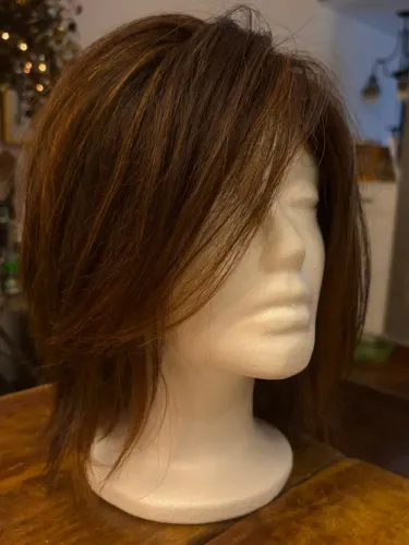 Peruca de cabelo natural humano castanho