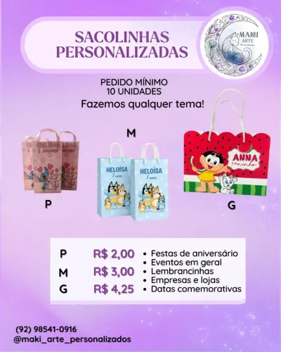Sacolas personalizadas 