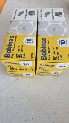 Bobina térmica Máquina de cartão e Relógio de ponto, 57mmx22m, Spiriral - 40 unidades