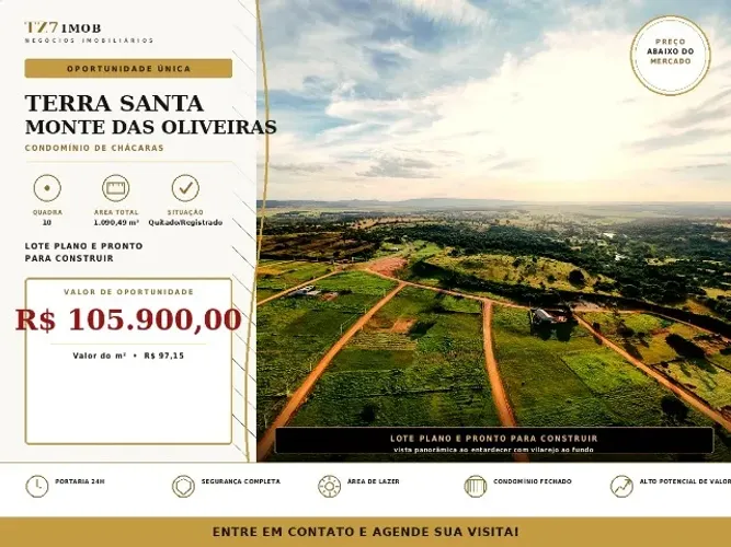 Seu refúgio no campo começa aqui. Apresentamos um excelente lote no Condomínio Terra Santa