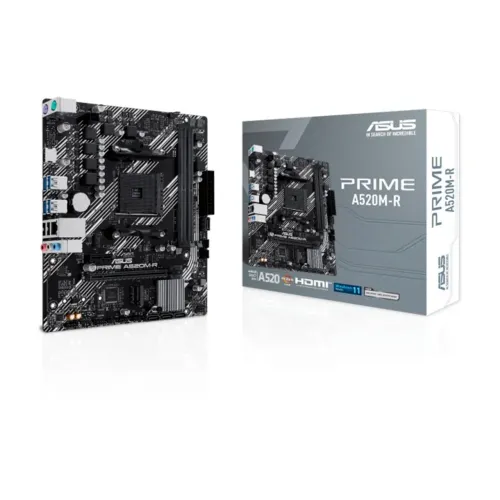 Placa-Mãe ASUS PRIME A520M-R, AMD AM4, mATX, DDR4, Lacrada.