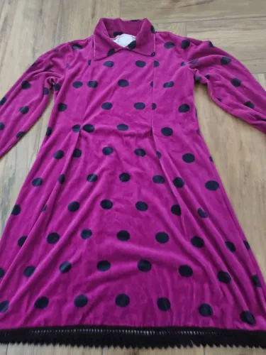Vestido de plush manga longa infantil Tam 12